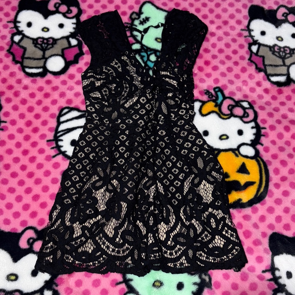 Free People Black Lace Overlay Dress
